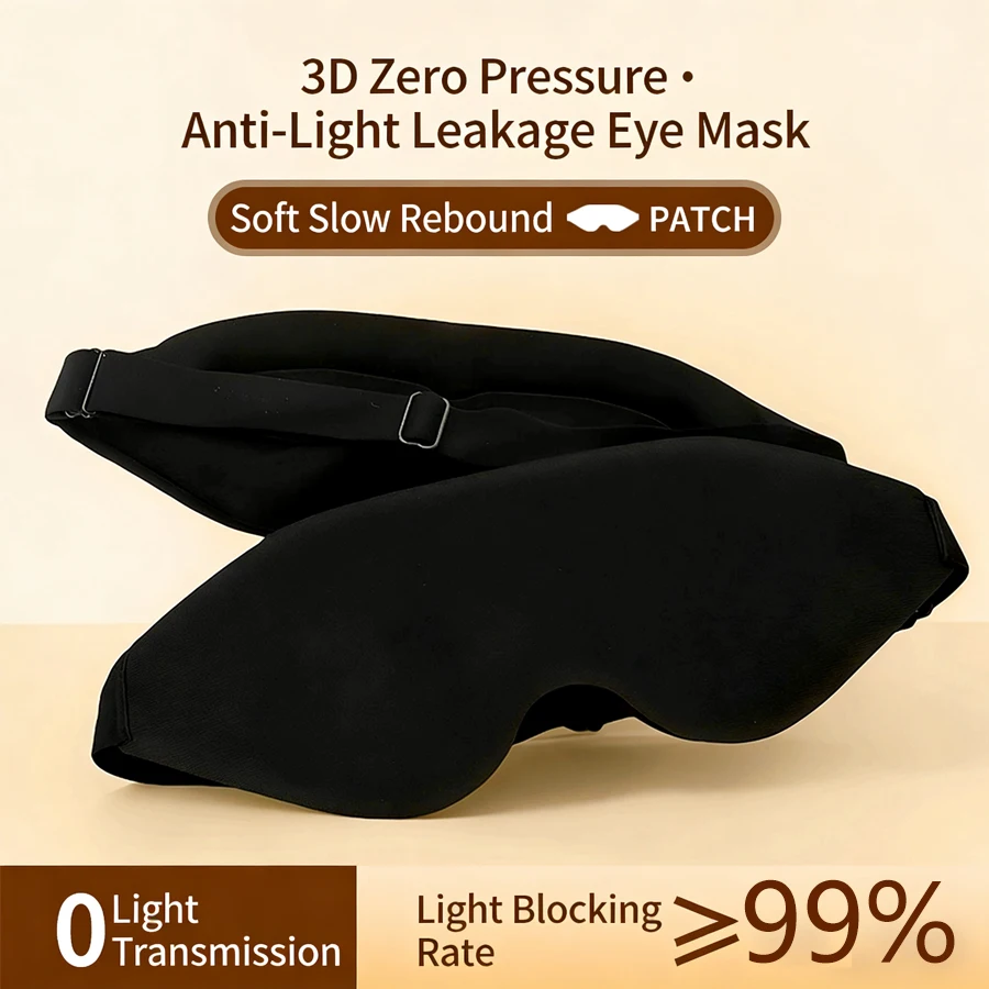 Luxurious 3D Memory Foam Sleep Eye Mask - Ultimate Light Blocking Night Blindfold