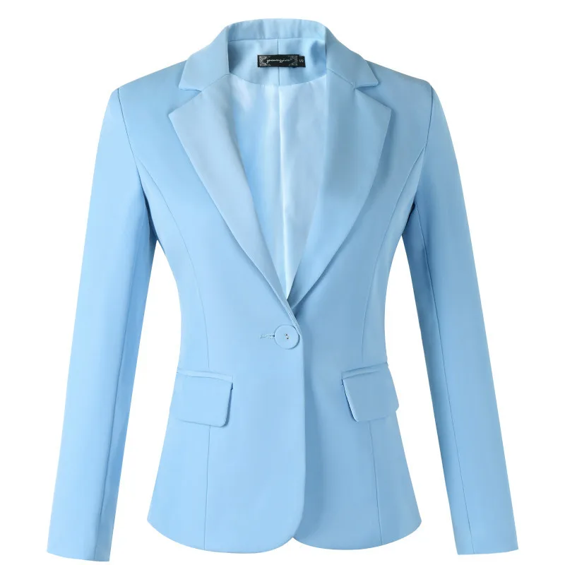 High Quality Spring Long-sleeved Coat Ol Fashion Overalls Large Size Blazer Summer Blue Professional Small Suit Jacket Woman