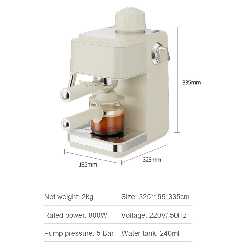 Pump Pressure Italian Automatic Coffee Machine 5Bar American Espresso Cafe Maker Tea Boiler Cappuccino Latte Milk Foam Frother