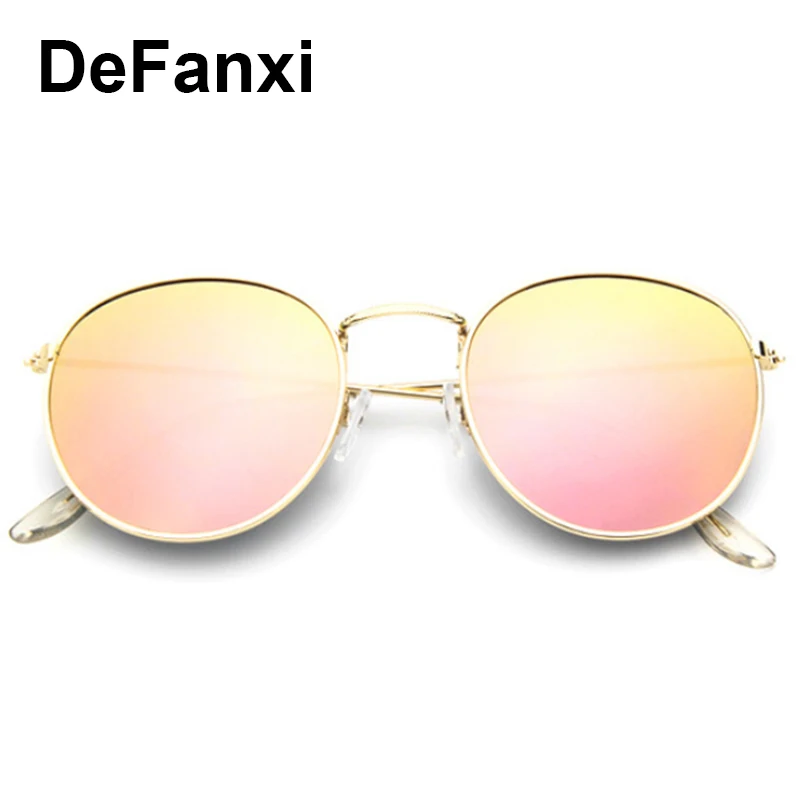 Gafas Cute Rose Gold Sunglasses Retro Blue Mirror Round Sunglasses