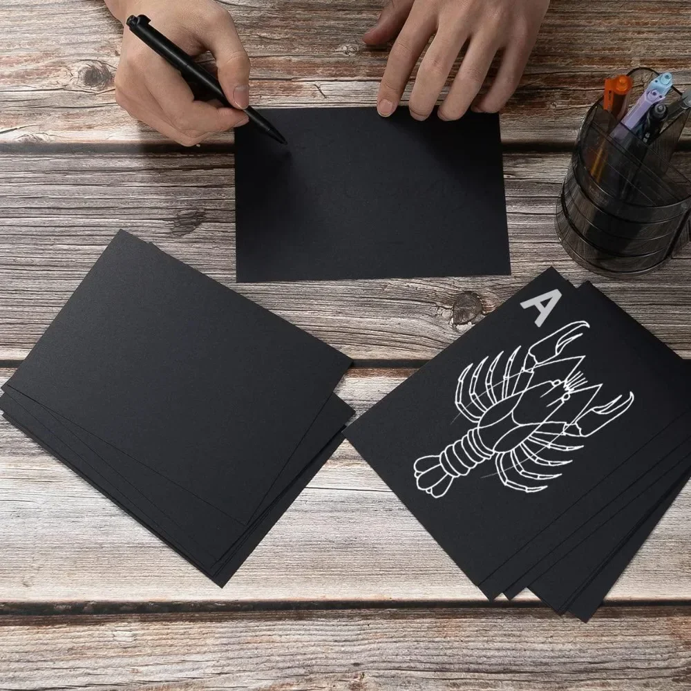 A4 50 시트 검정색 카드지 180 Gsm 인사말 카드 만들기, 엽서, 사진, DIY 공예 두꺼운 종이 아트 문구 용품