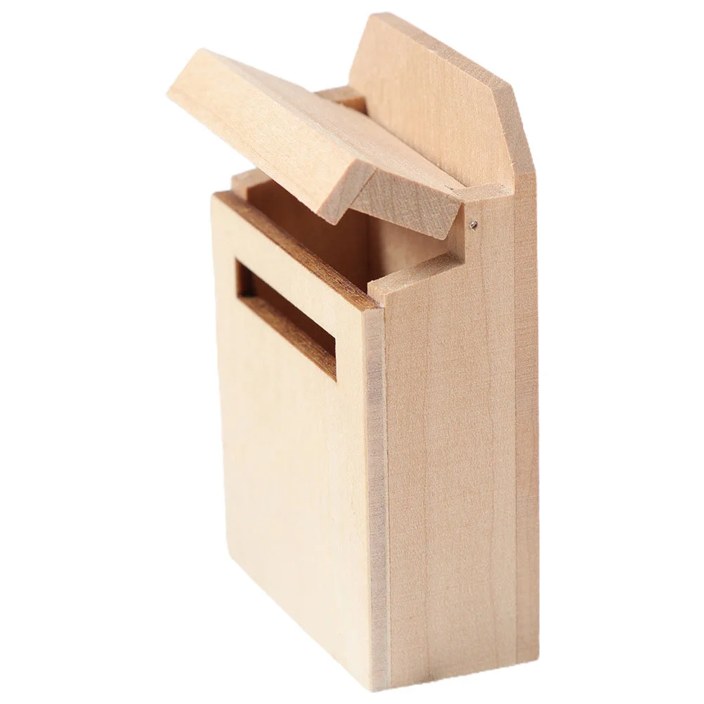 Mini Blank Mailbox Model Miniature Wood Mailbox House Wood DIY Mini