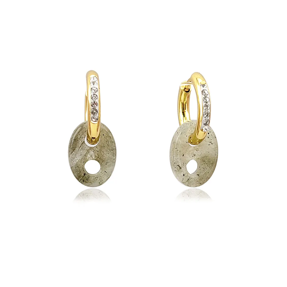 HUIDANG Huggie Ohrringe Frau Mariner Pop Tab Stein Kleine Creolen Neue Trend Boucles d'oreilles – Detail 12