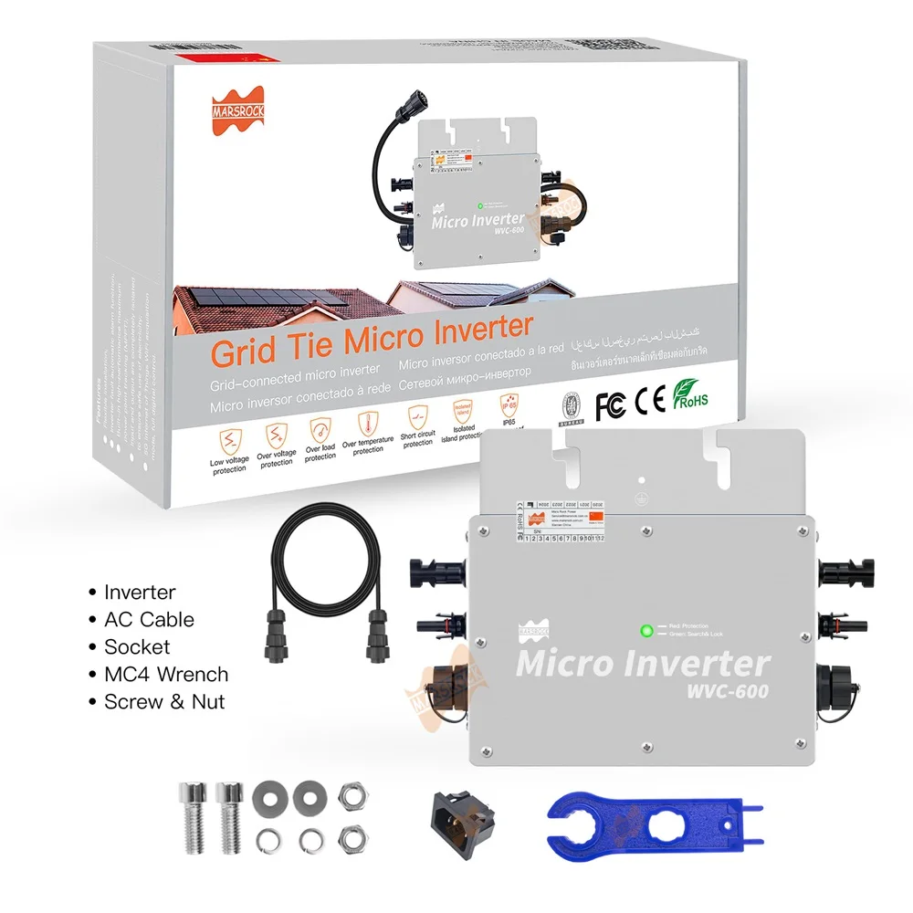 Microinverter Solare Da 600W Da Dc22V-50V A Ac120V 230V Integrato Con Funzione Mppt Inverter Solare A Rete Fotovoltaica Per Pannelli Solari