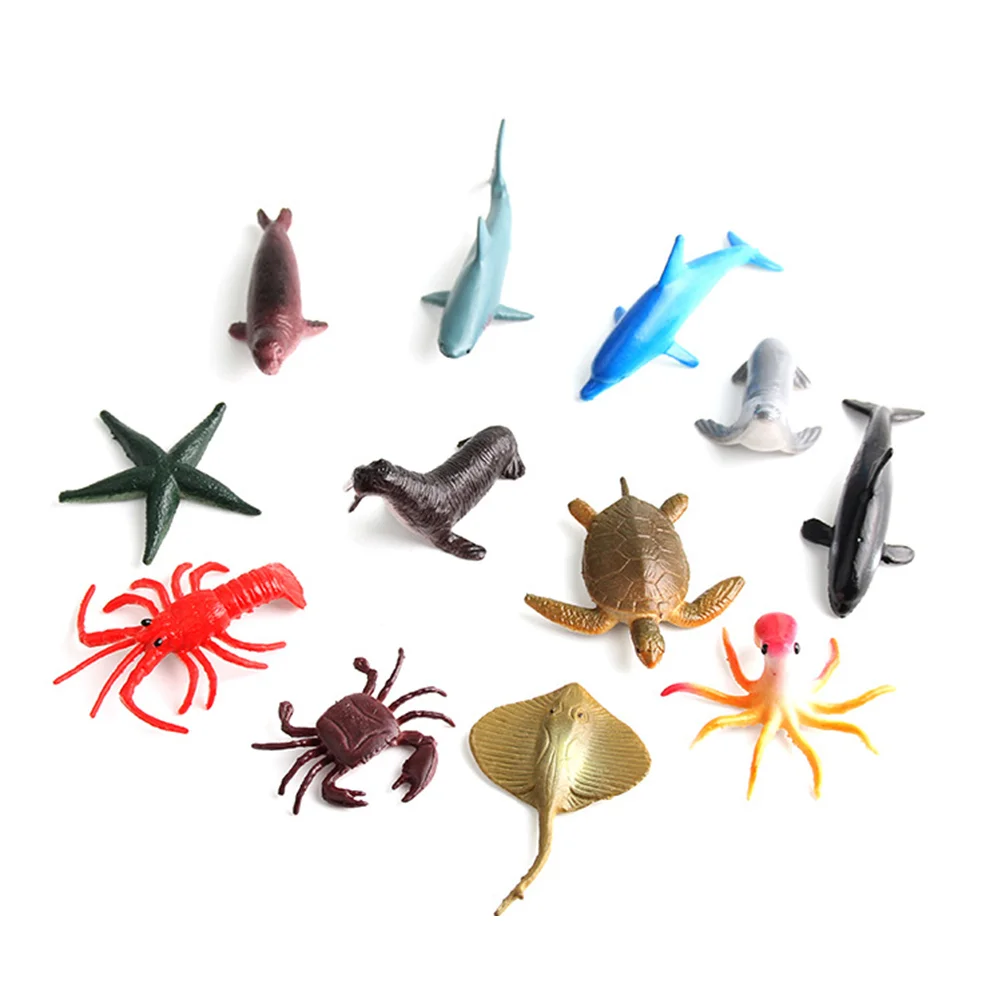 

12pcs Plastic Sea Animal Figure Set Realistic Animal Toys Mini Sea Favors For Kids Toddlers (Mix Model)