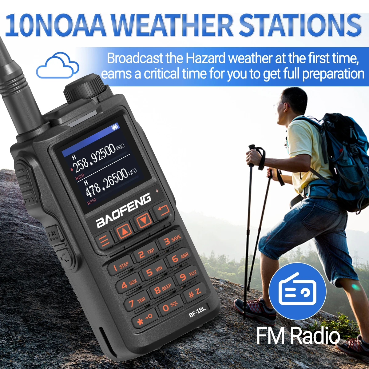 Baofeng BF-18L Walkie Talkie Tri Band Wireless Copy Frequency 999CH NOAA Long Range Type-C VHF UHF Portable Ham Two Way Radio 5