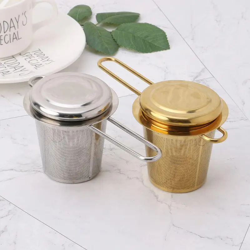 Reusable Mesh Tea Infuser Stainless Steel Strainer Loose Leaf Teapot Spice Filter with Lid Cups Kitchen Accessories tea infuser tea strainer tea filter