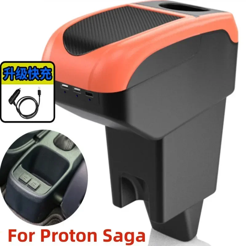 

NEW For Proton Saga Armrest Box Special modified interior accessories for the central armrest box Large Space Dual Layer USB