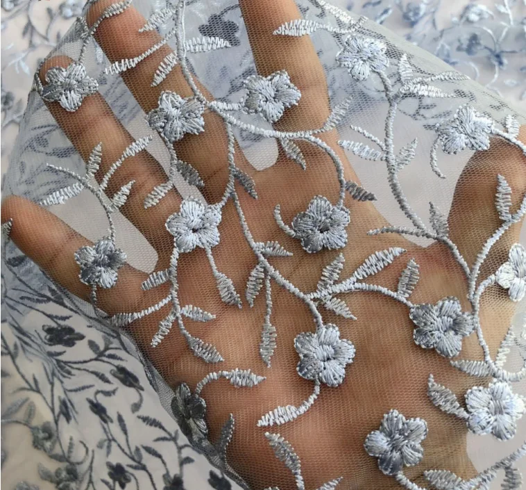 New Flower Mesh Small Clear Plum Embroidery Fabric Fashion Dress