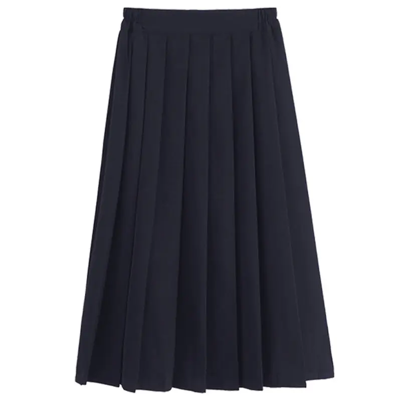 Japanese Schoolgirl Skirt Japanese School Uniform Elastic Waist Japanese Student Girls School Uniform Solid Color Suit Pleated Skirt Short/Middle/Long High School Dress