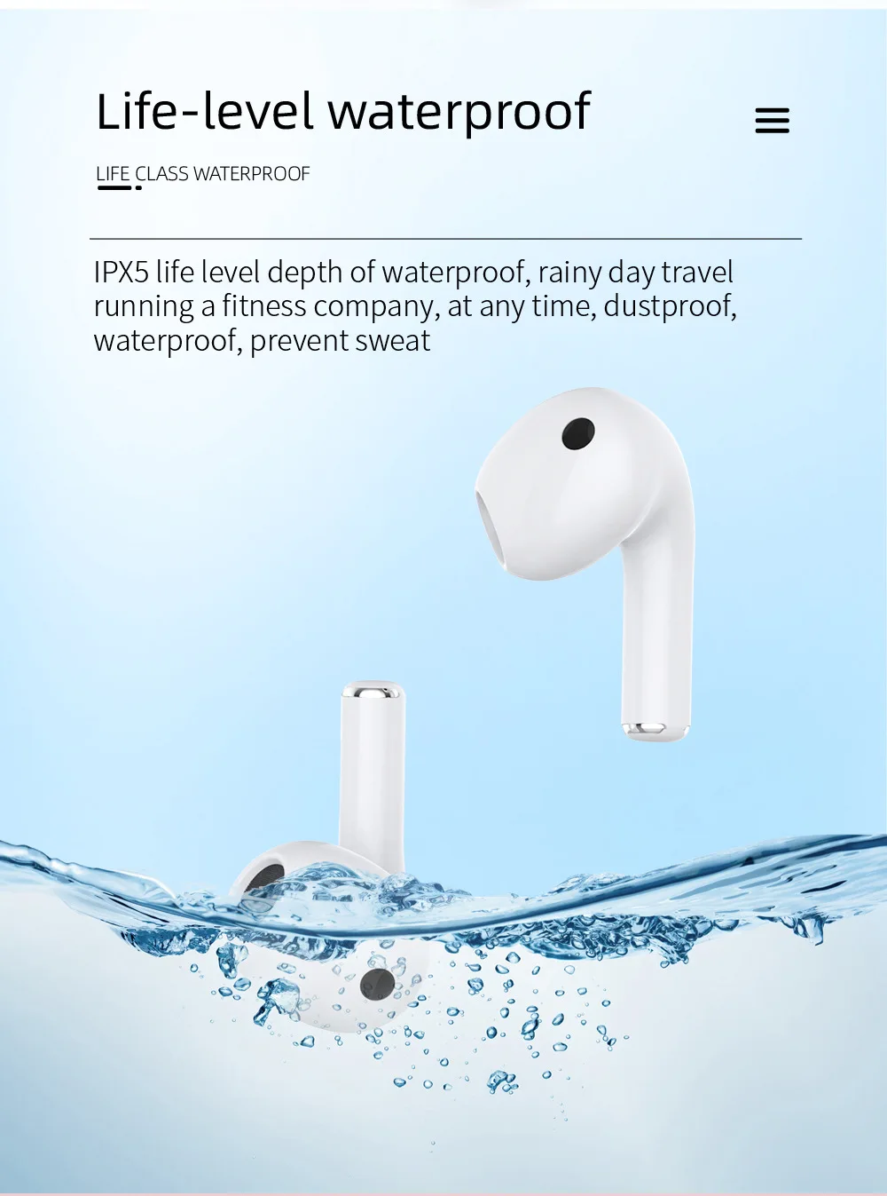 APro8 Wireless Earphones Bluetooth 5.0 Dual Stereo Noise Reduction Bass Sport Noise Reduction Headphones Touch Control 300mAH bluetooth headphones