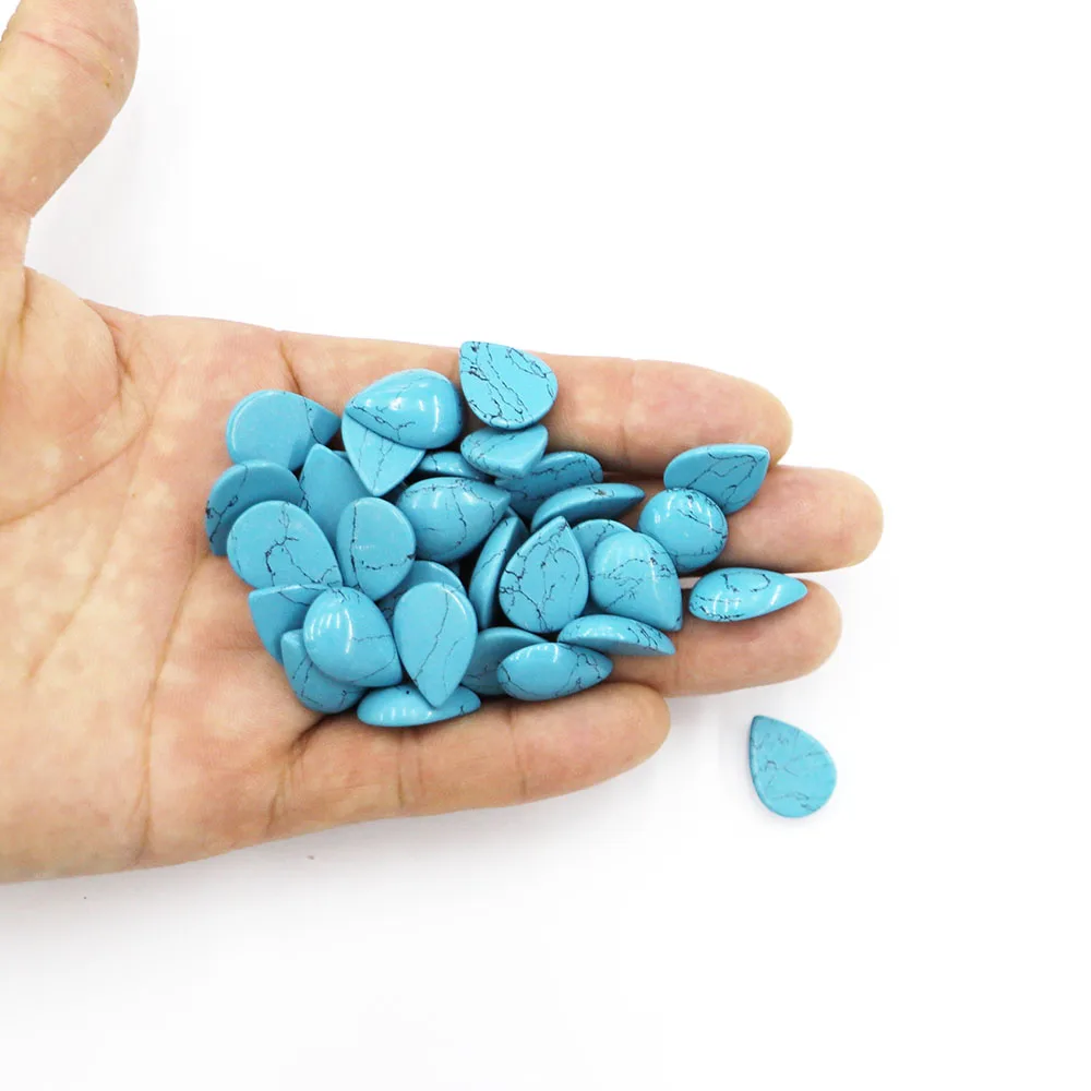 18*13MM Natural Turquoise Stones Water Drop Ornament High Quality Charm Cabochon Bead Jewelry Accessories Making Wholesale 24Pcs