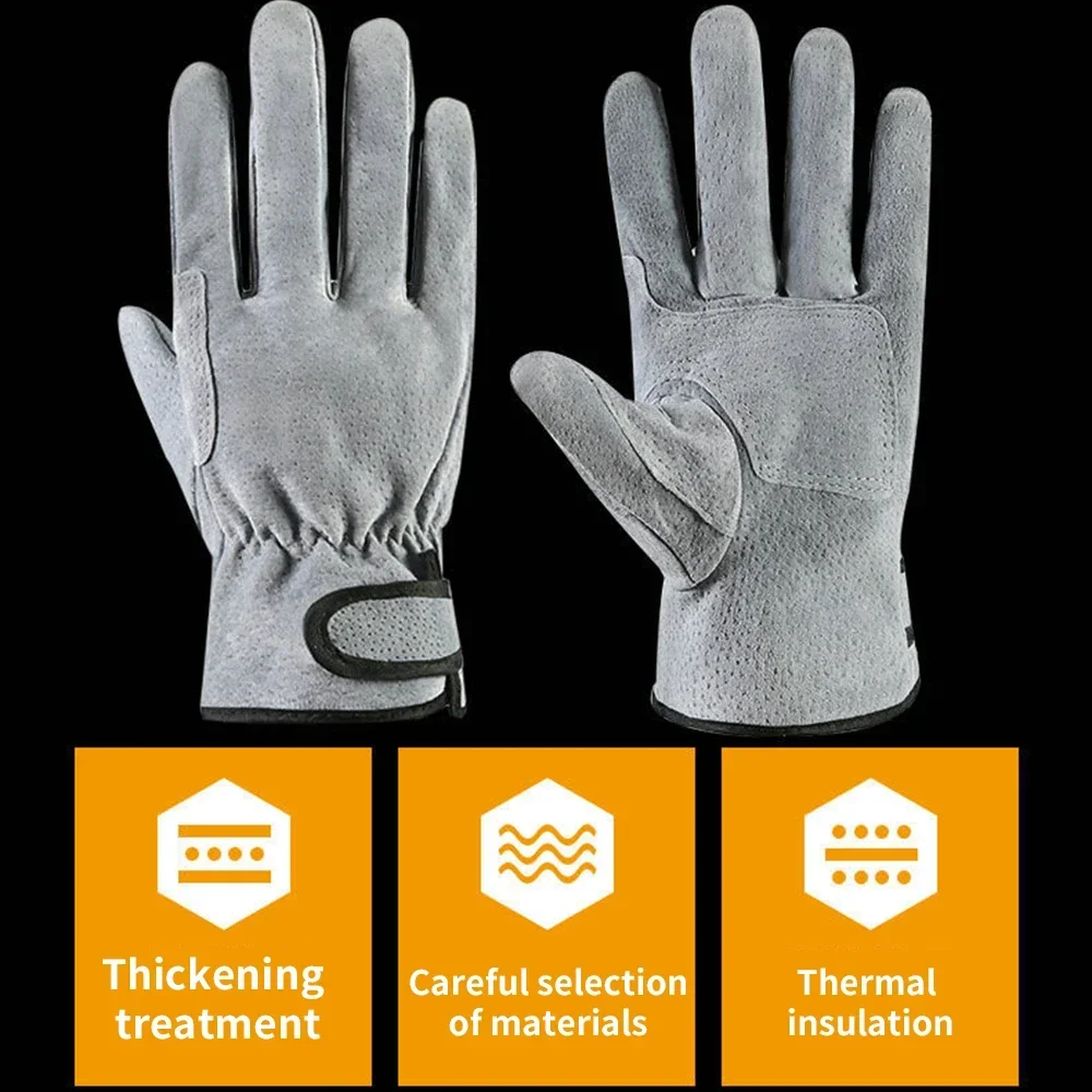 Work Gloves Leather Workers Work Welding Safety Protection Garden Sports Motorcycle Driver Wear-resistant Wood Cutting 3