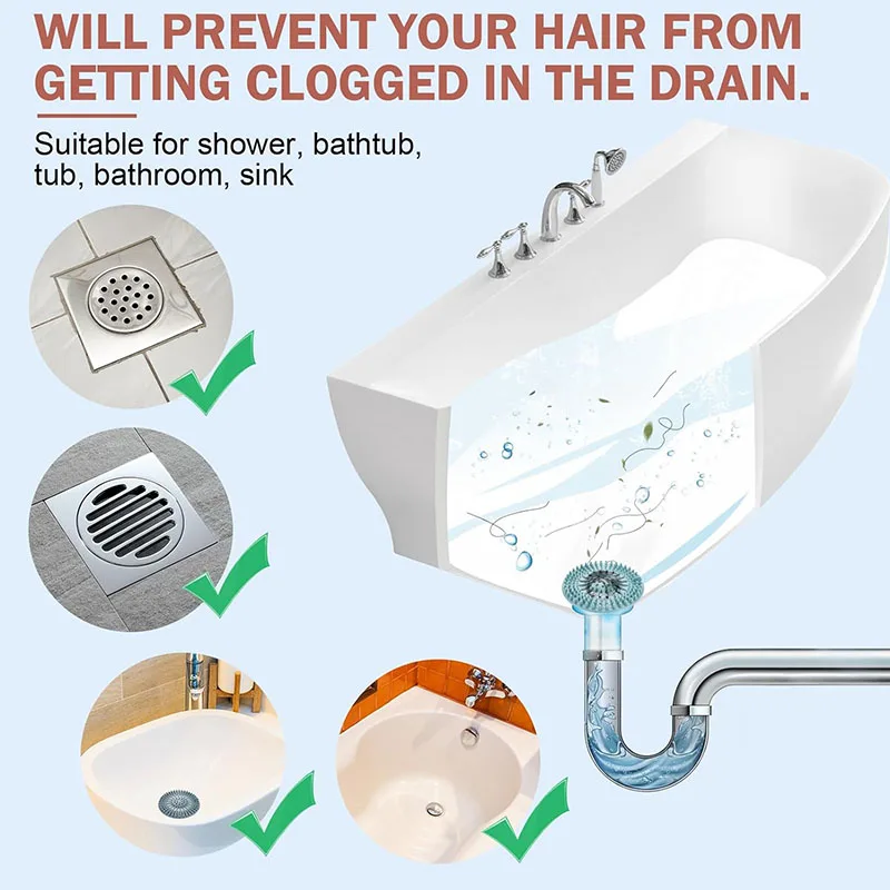 Shower Drain Catcher Hair Drain Catcher Hair Drain Filter Floor Drain Hair Catcher Drain Hair Catcher Floor Drain Hair Filter Hair Silicone Drain Strainer Shower Catcher Hair Sewer Filter Floor Drain Strainer Kitchen Deodorant Plug Bathroom Accessories