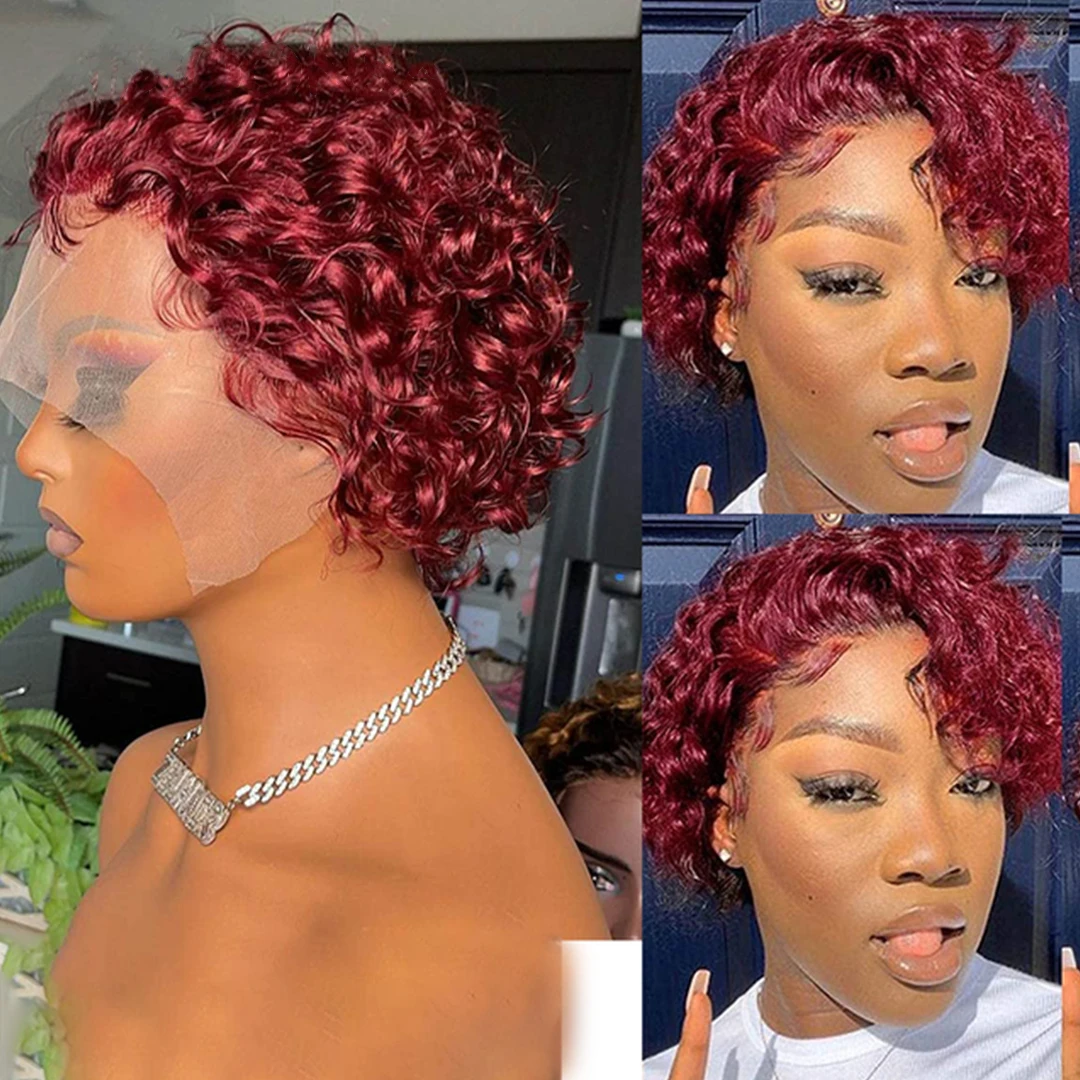 2015 red bob hairstyle with colour panel fringe