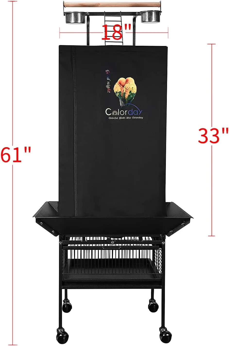 Large Black Breathable Bird Cage Blackout Cover