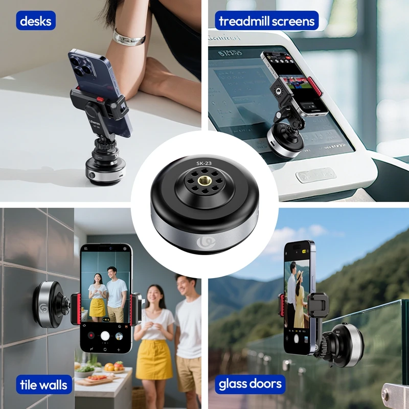 Ulanzi SK-23 Electric Suction Base with 1/4" Screw for Dashboards Windshields Side Windows Sunroofs for Smartphone Camera Shots
