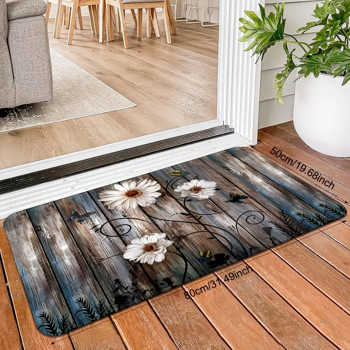 Vintage Geometric Printed Carpet Absorbent Non-Slip Long Strip Kitchen Rug Floor Mat Living Room Bedroom Bathroom Laundry 6
