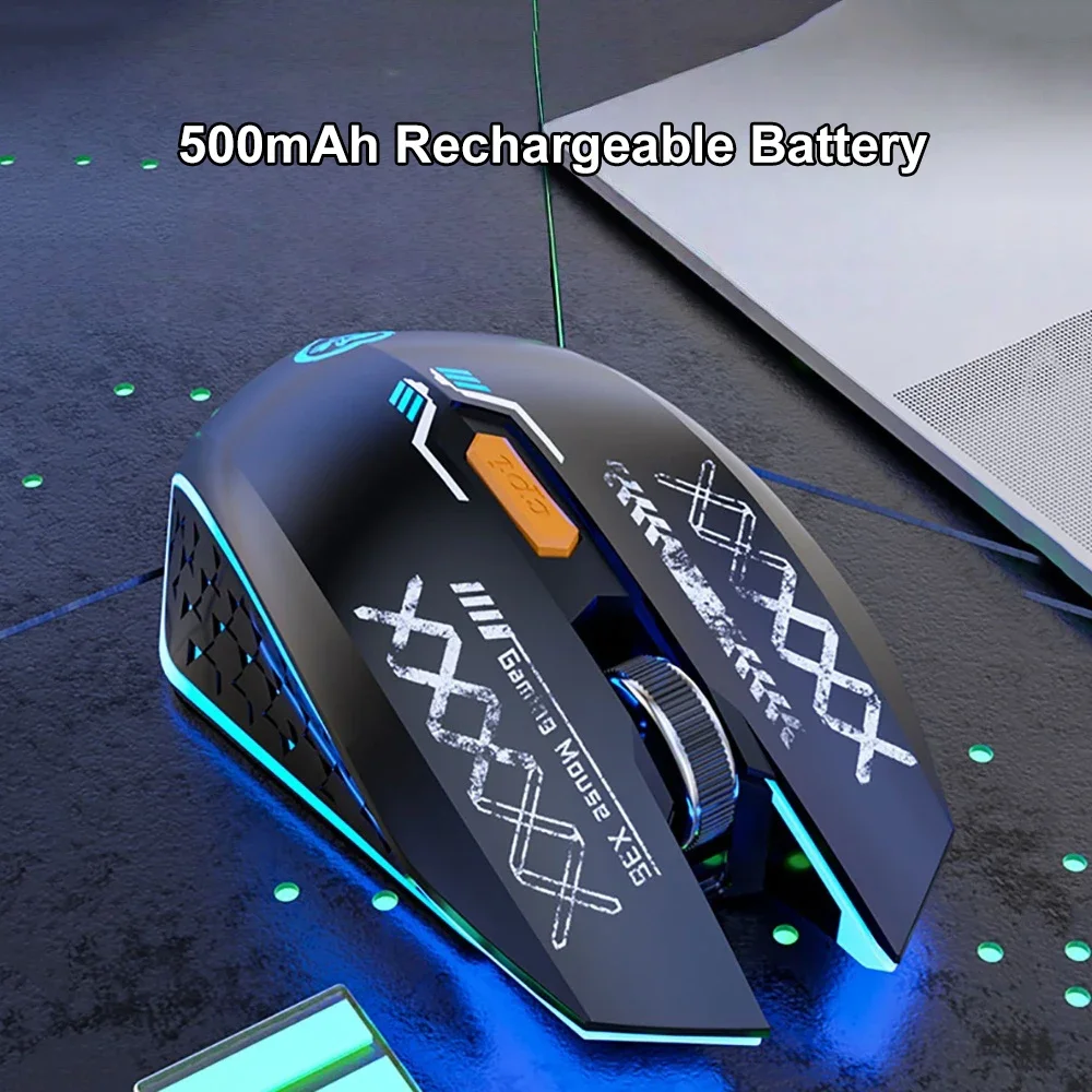 Bluetooth 5.4 Mouse 2.4G Wireless Mouse RGB Backlit Dual-mode Rechargeable Silent Mice Gaming Mouse 1600 DPI Mouse for PC Laptop