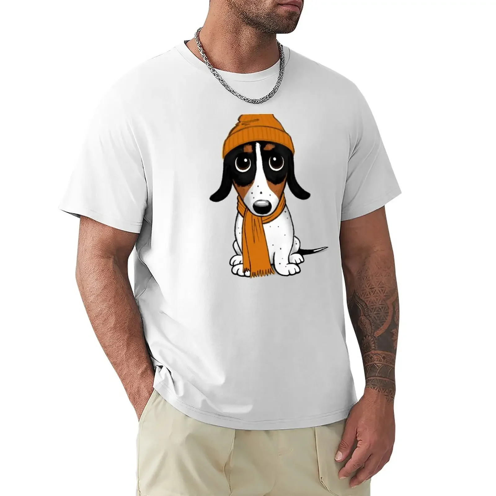 

Beanie Dog - Piebald Dachshund - Cute Hipster Puppy Dog T-Shirt plus size tops Short sleeve tee plain black t shirts men