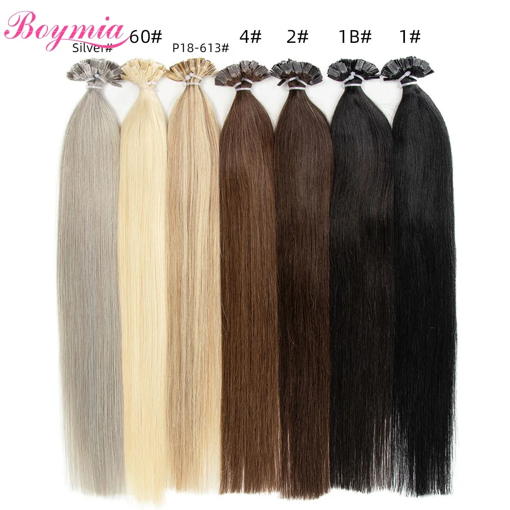 Boymia 스트레이트 퓨전 플랫 팁 인모 익스텐션, 케라틴 캡슐, 헤어 옴브레, 금발 색상, 가닥 당 1g, 50g, 14 인치, 18 인치