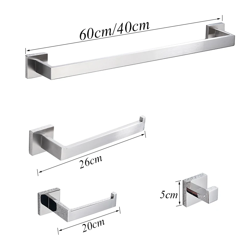 Bathroom hardware set Paper towel holder Toilet paper holder Bathrobe shelf Bathroom towel rack hooks 40cm