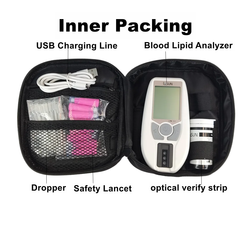 Lysun 3in1 Blood Lipid Meter Medical Analyzer Total Cholesterol/HDL Cholesterol/Triglyceride with strips Home Use Health Care