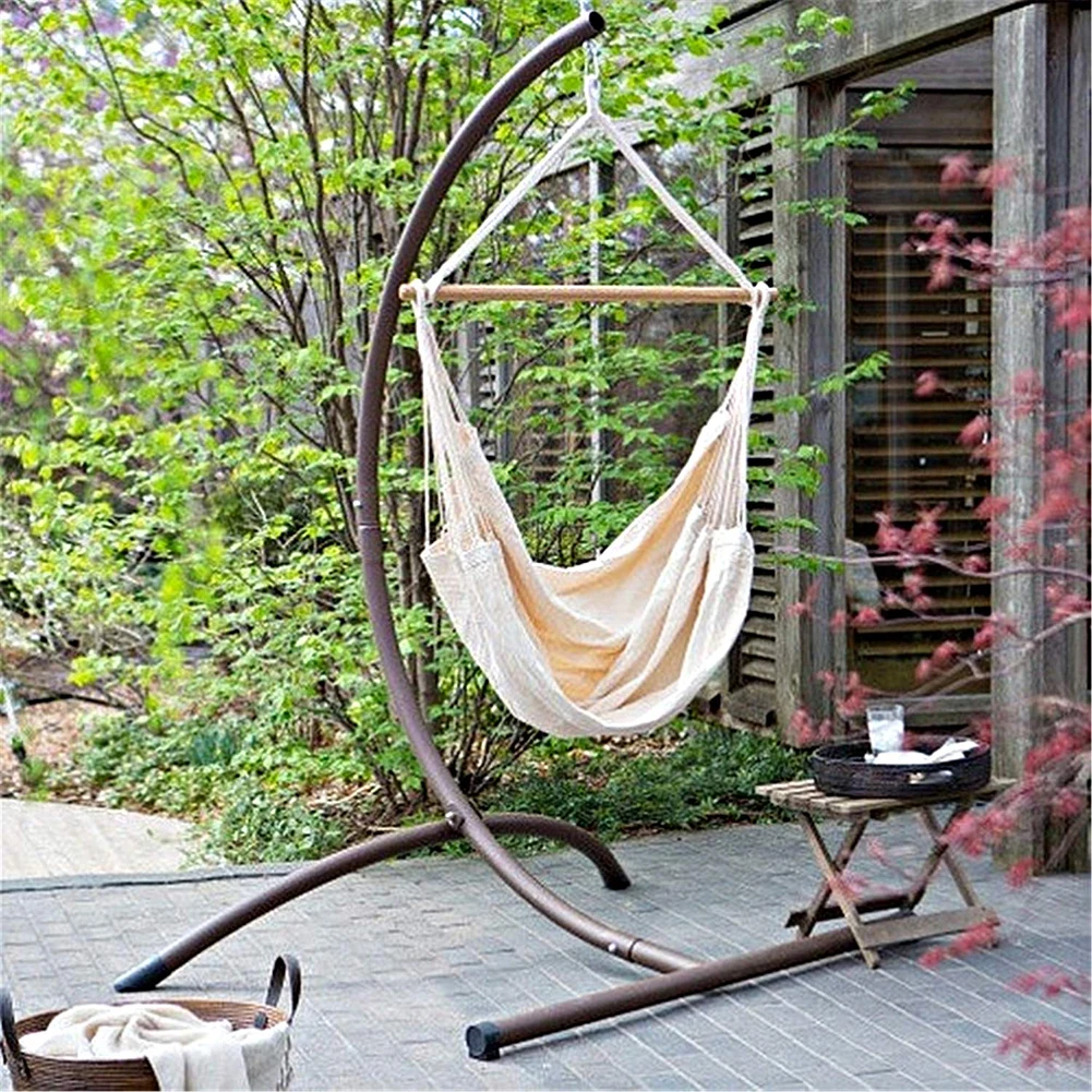 Tassels Hammock Garden Patio White Cotton Swing Chair Bedroom Romantic Indoor Outdoor Hanging Bed Beach Hammocks Chair 5