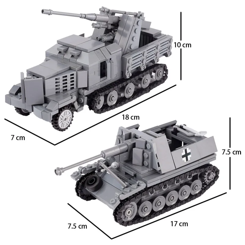 WW2 Building Blocks German Marder Tank Destroyer Model Military Weapons Sd.Kfz.135 Armored Tank Army MOC Accessories Toys Childs