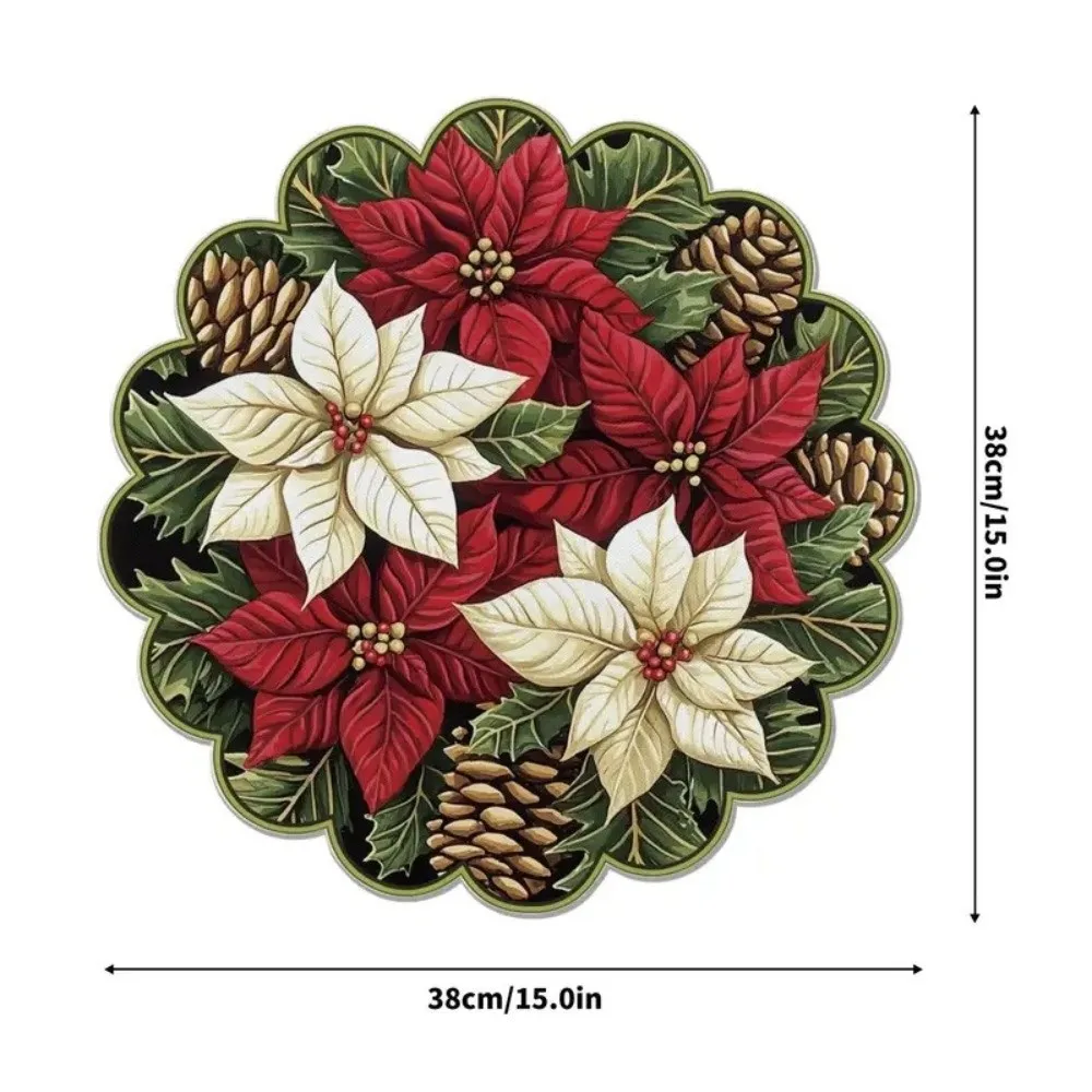 Creative Round Christmas Placemat Santa Claus snowflakes Anti-slip Table Mats 38cm Absorbent Christmas Decor Tablecloth