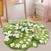 Green Floral Large Bathroom Rugs Bath Mat Non Slip Washable Modern Microfiber Shaggy Tufted Moss Rugs Bedroom Nursery Bathroom 1