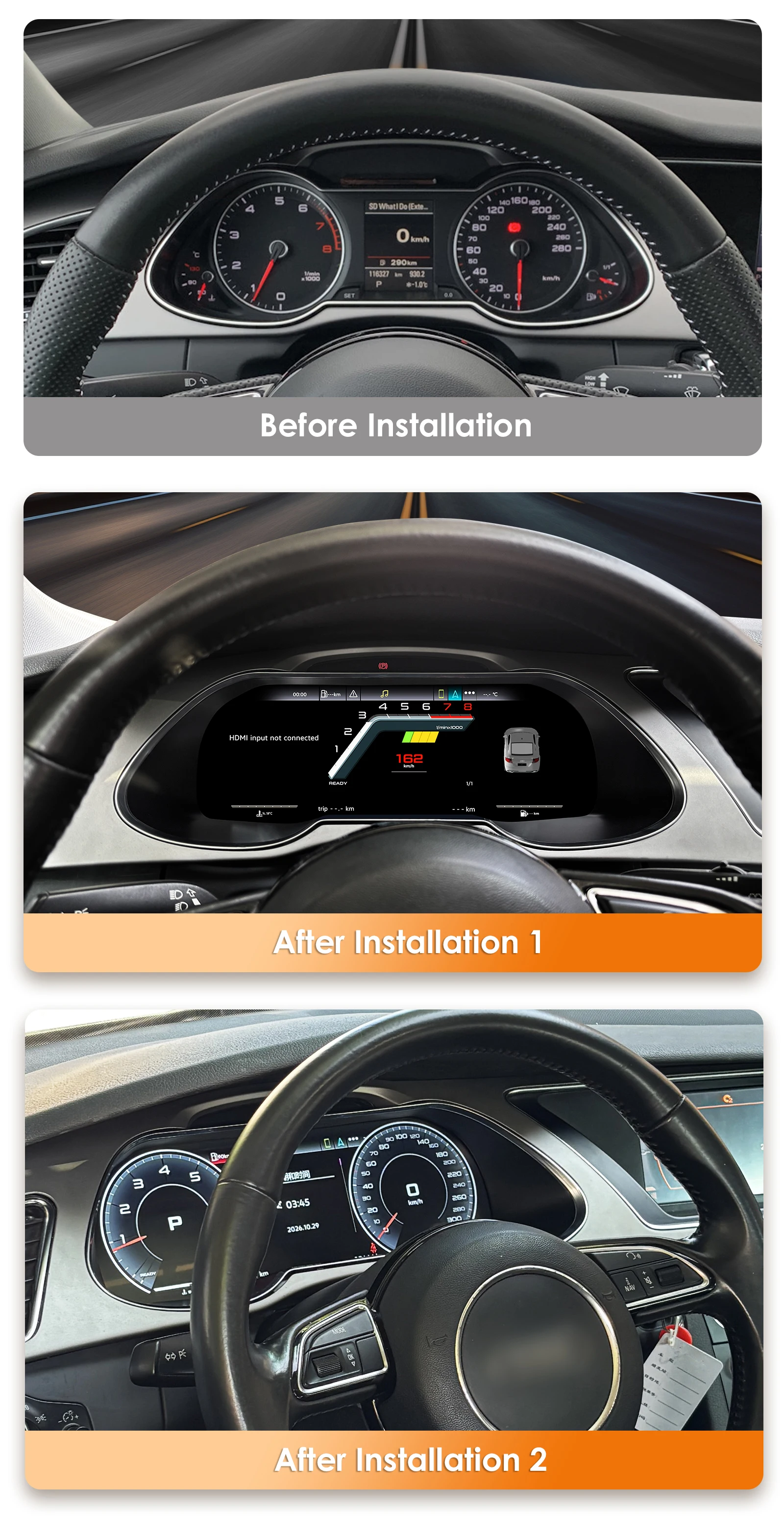 Hizpo - Panel de Instrumentos Digital LCD de 12.3 Pulgadas para Automóvil, para Audi A4 2013 2014 2015 2016, Modificación de Radio de Auto, Panel de Instrumentos, Pantalla de Instrumentos, Velocímetro, Sistema Linux 5.4, Cabina Virtual 4