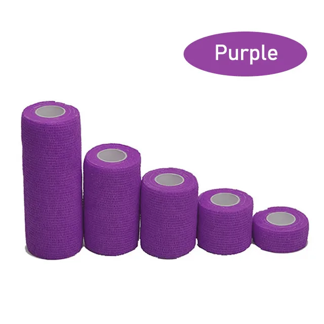 1 Rolls First Aid Self Adherent Cohesive Bandages Sports Tape for Wrist Ankle Sprains & Swelling Width 2.5-15cm Rainbow Colors Purple