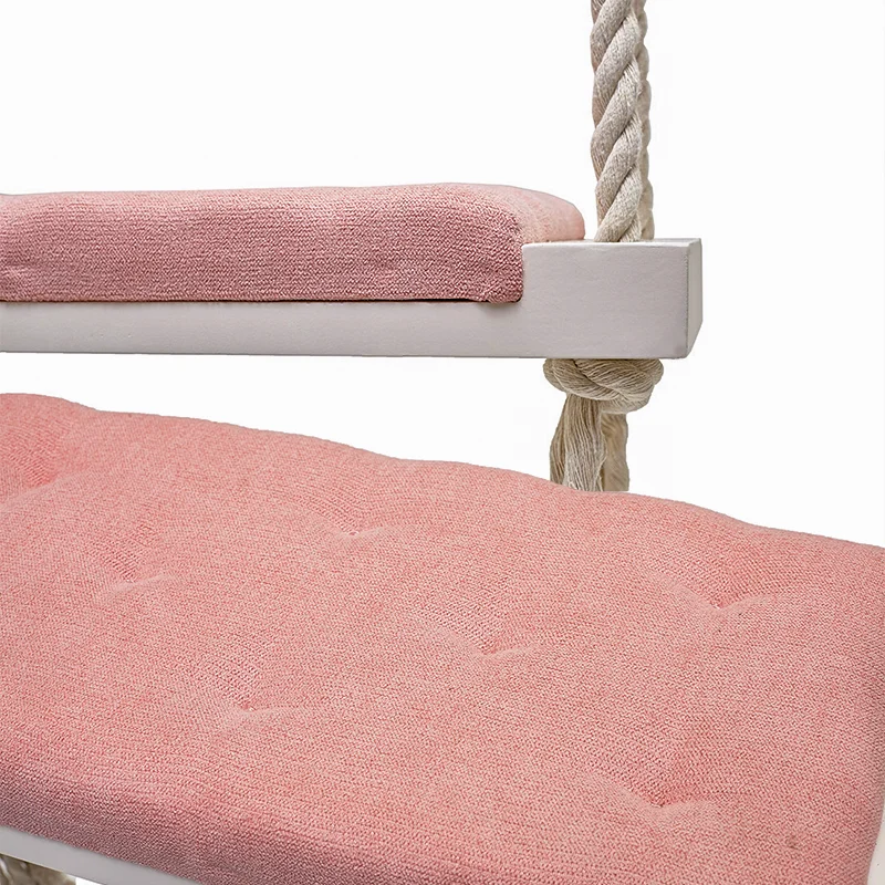 INS Solid Wood Child Swing Chair Kid Hanging Set Children Toy Rocking Seat with Cushion Safety Baby Indoor Baby Room Decor 6