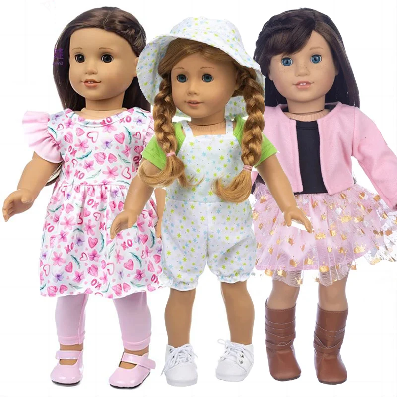Ropa de muñeca para niña de 18 ", abrigo de vestir a la moda, traje para muñeca bebé, juguetes, regalo para niña