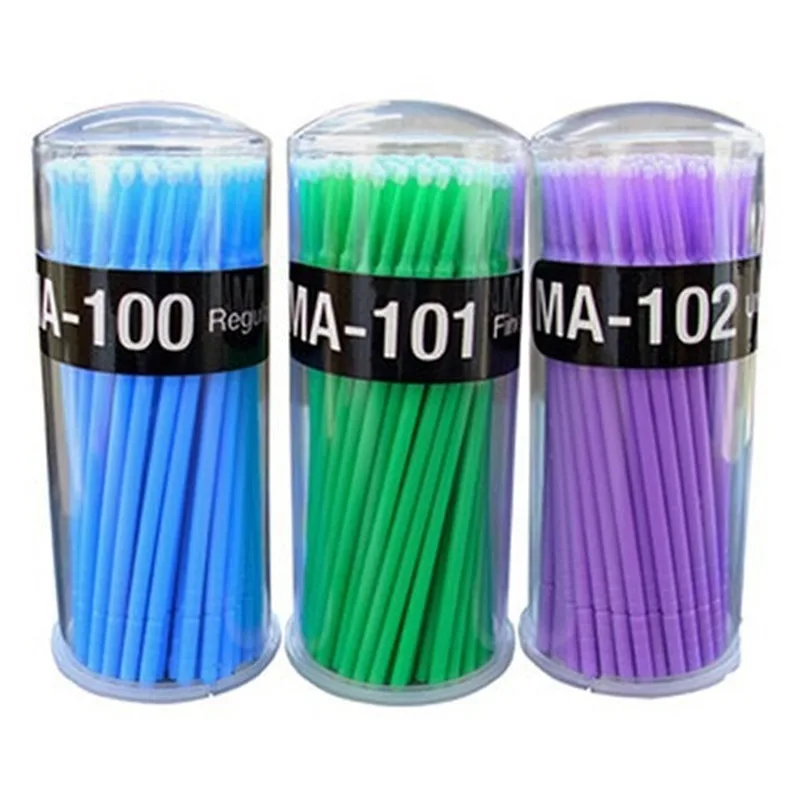 Sdotter 100pcs Disposable Colorful Cotton Swabs Eyelash Brushes Cleaning Swab Hot Natural Eyelashes Remover Tattoo Microbrush Ki