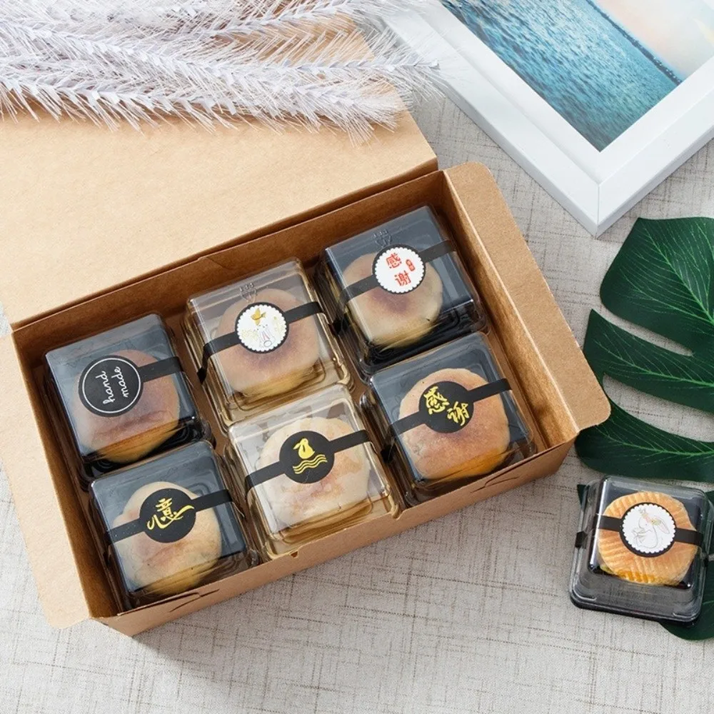 50Pcs Moon Cake Boxes, Square Plastic Cupcake and Muffin Containers, Transparent Pastry... - SKU PCB01628 - UGI Packaging