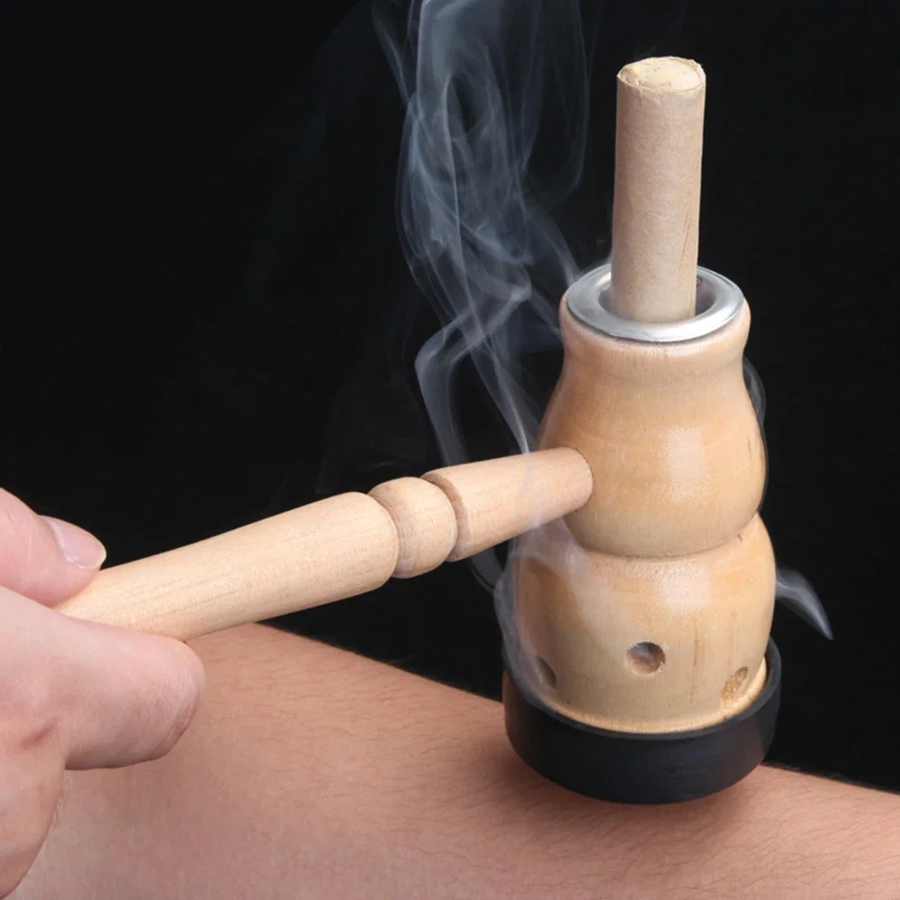 Gourd Moxibustion Box Wooden Gourd Device Massage Burner Roll Set Wormwood Artemisia Acupuncture Moxa