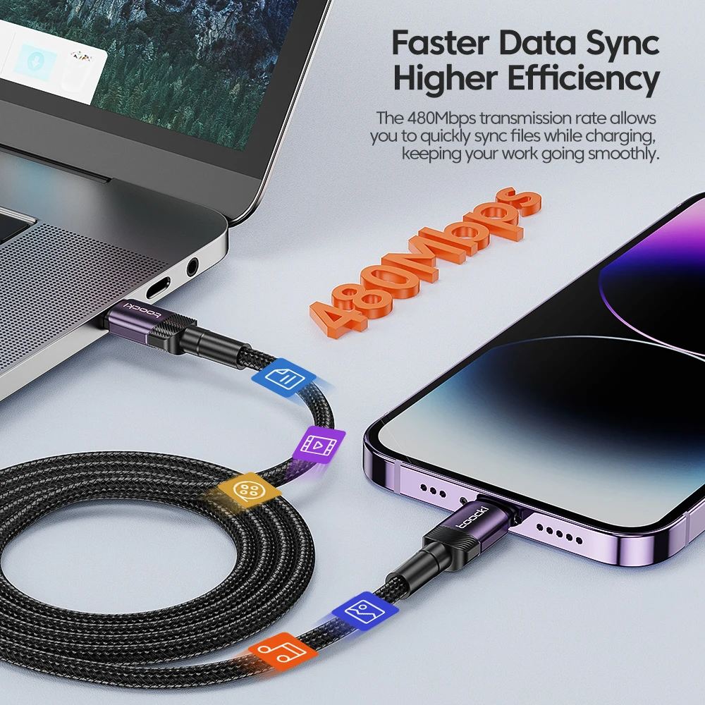 รูปสินค้า สายชาร์จ USB-C ชาร์จเร็ว สำหรับ iPhone & iPad