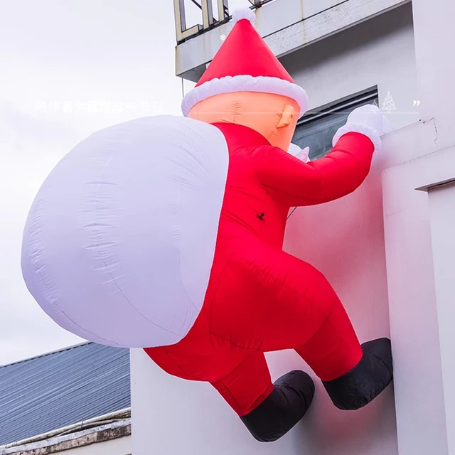 Papá Noel Inflable Trepador De 2,72 Metros Con Luces LED - Decoración Navideña IP44 Para Interior Y Exterior
