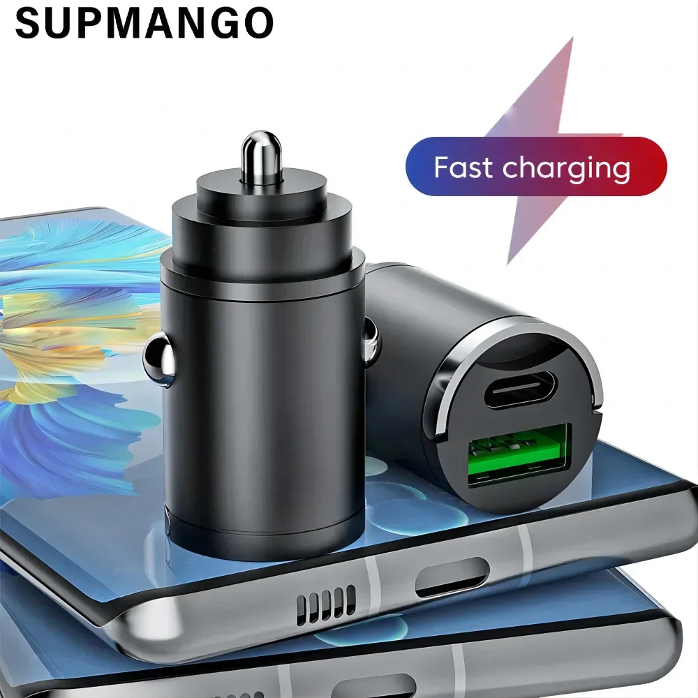 Car Charger Mini PD QC Pull Ring Fast Charging USB C Car Phone Charger Adapter iPhone 13 12 Xiaomi Samsung Huawei