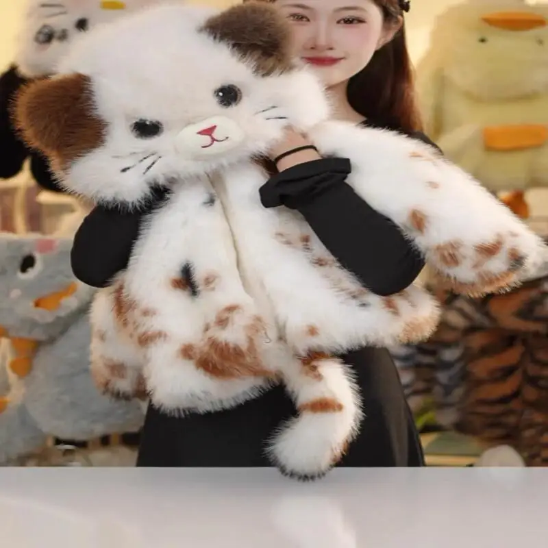 귀여운 소녀들 고양이 모양 인조 퍼 플러피 겨울 코트 두꺼운 플리스 안감 따뜻하고 편안한 패션 신상 아우터웨어 어린이용