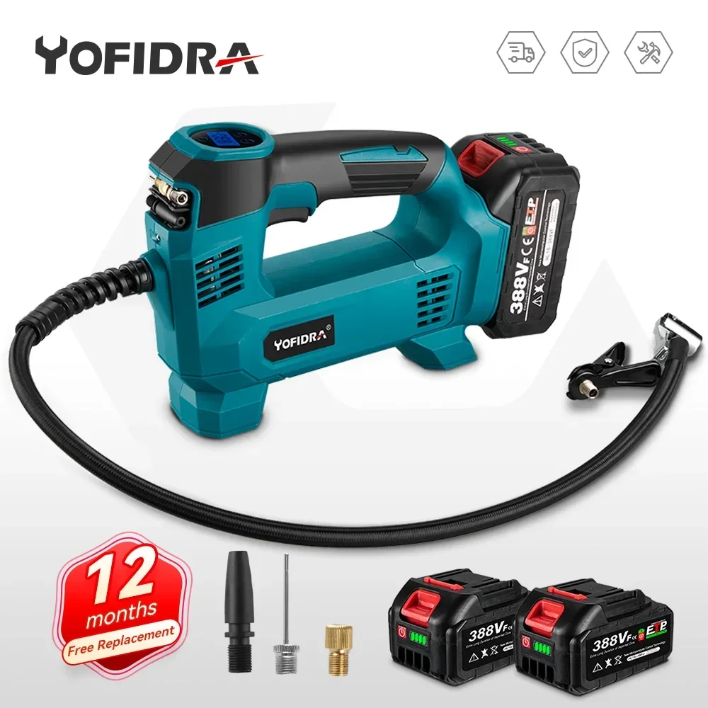 Yofidra High Pressure Cordless Electric Inflatable Pump With Digital Display Car Air Pneumatic Tool For Makita 18V Battery