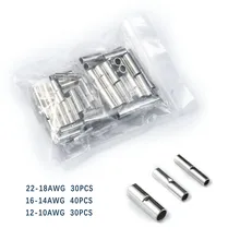 

600/150/100/50Pcs Butt Wire Connector AWG 22-10 Copper Tinned Splice Crimp Terminal Sleeve Bare Terminals Crimping Connector Kit