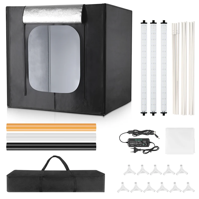 Professional Light Box with Dimming Lights and Backdrops
