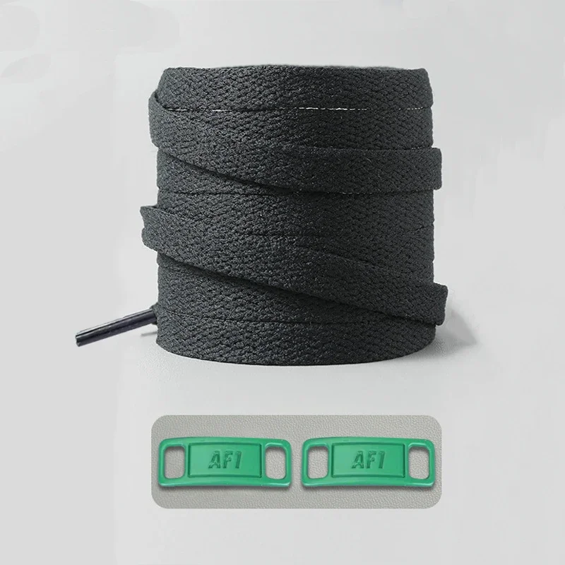 Timeless Black & White Flat Shoelaces with Metal Buckle Shoe Accessories