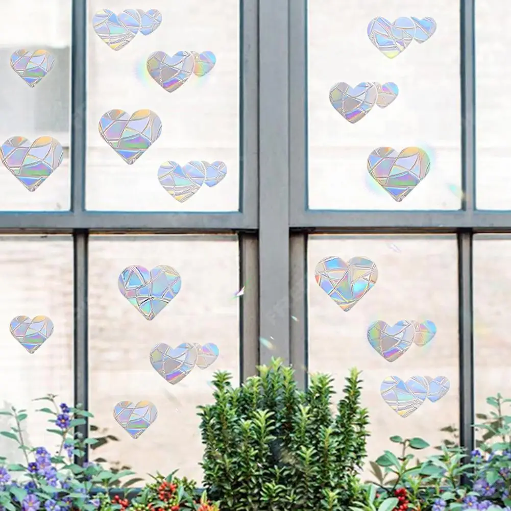 Window Stickers Removable Window Decal Static Window Sticker Colorful Rainbow Prism Suncatcher for Anti-collision Bird Waterproof Pvc