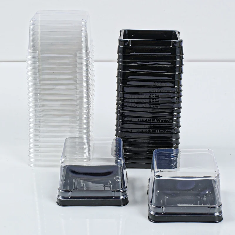 50 stücke Mini quadratische Dessert Kuchen Box Container transparente Cupcake Back verpackungen Boxen Hochzeits feier liefert Geburtstags geschenk box – Detail 4