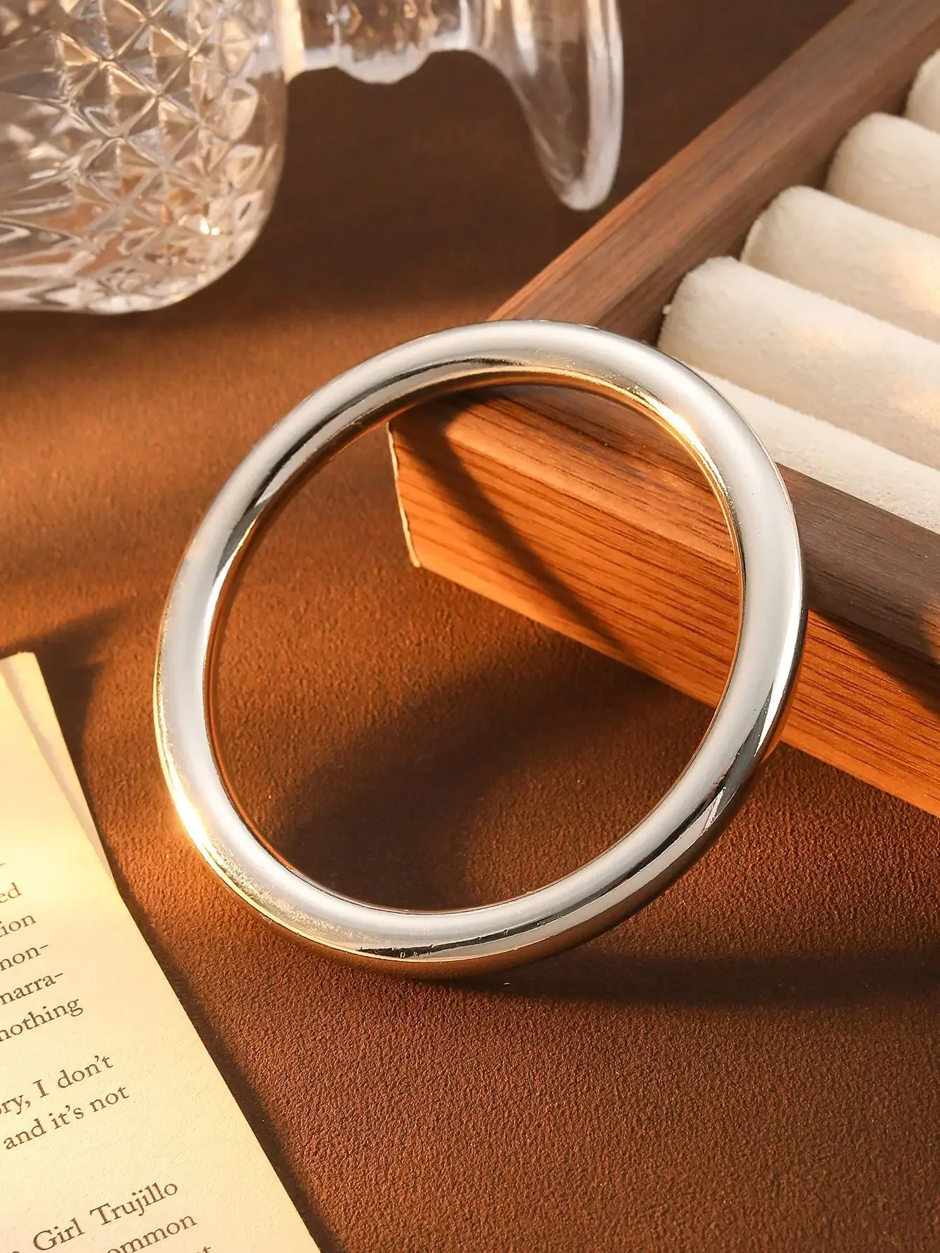Glossy Solid Color Thick Bracelet Stainless Steel Bangle for Women Cuff Wirstband Smooth Waterproof Charm Bracelet Jewelry 5