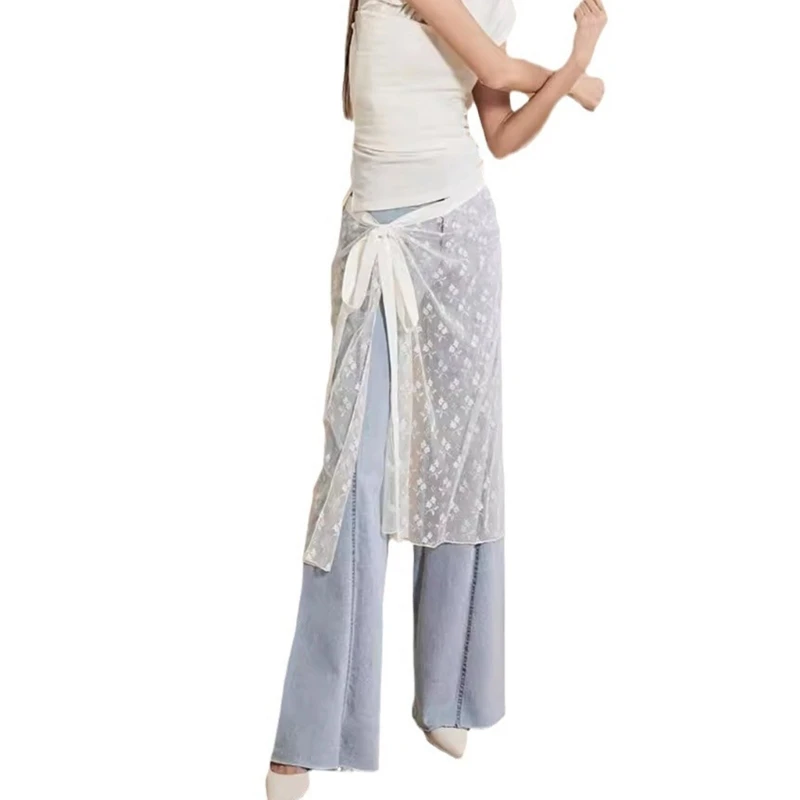 Sciarpa anca strati con grembiule in pizzo fiori con coreane da donna Dropshipping 5